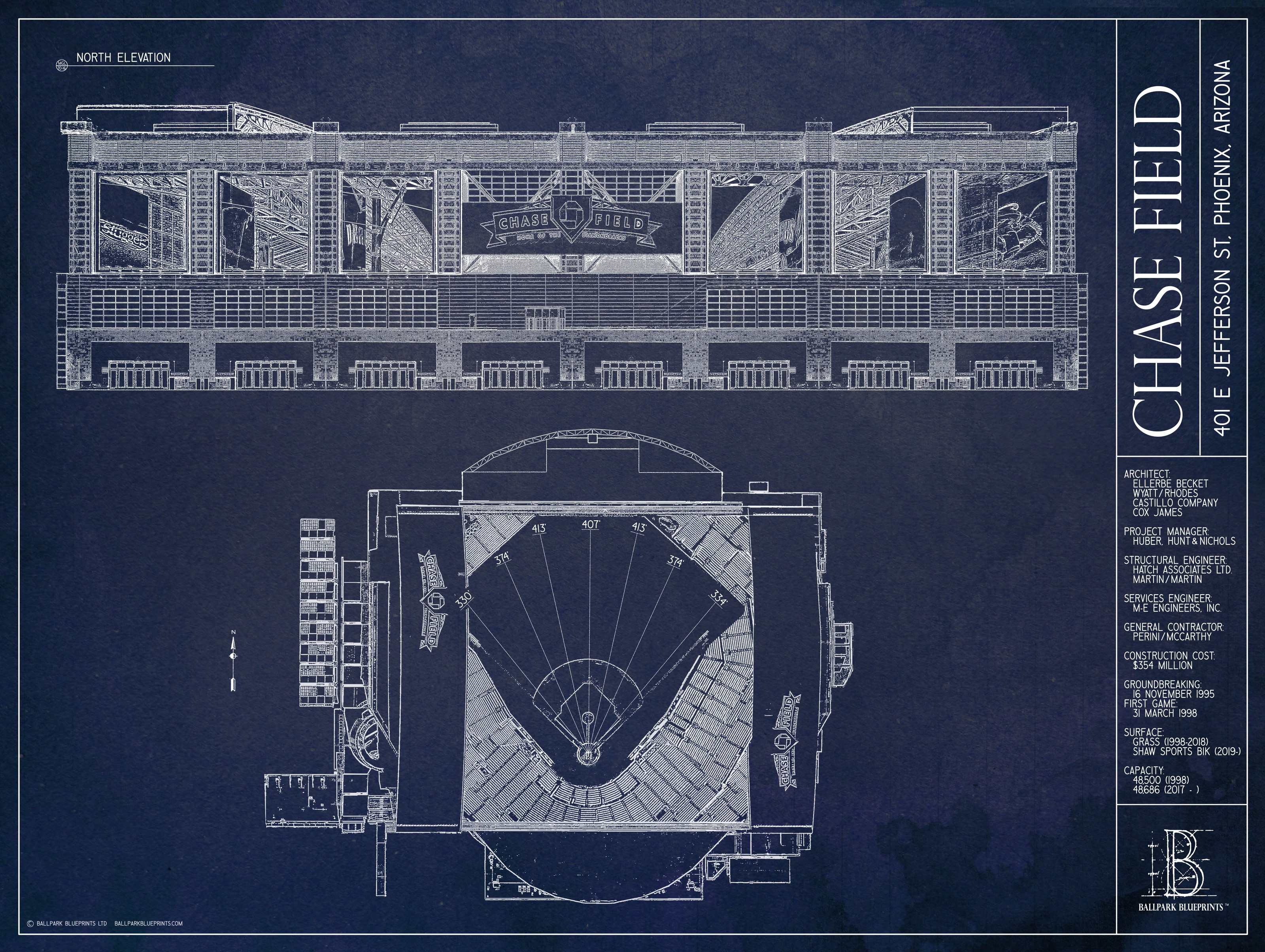 University of Phoenix Stadium Blueprint Mural - Murals Your Way