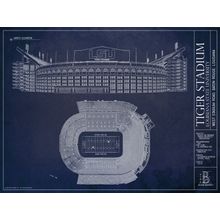 Tiger Stadium Blueprint Wall Mural