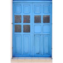 Blue Door In A Small Town Wall Mural