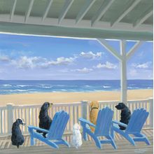 Dogs On Deck Chairs Wall Mural