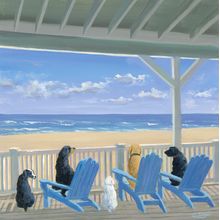 Dogs On Deck Chairs Wallpaper Mural