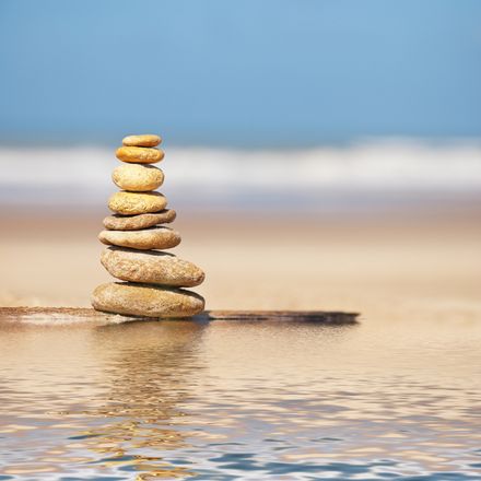 Zen sticker orchid and stacked rocks