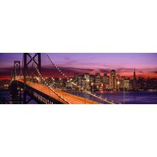 Bay Bridge Closeup At Night Wall Mural