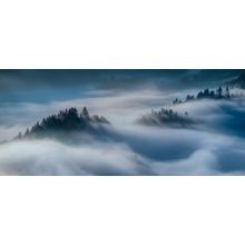 Fog In Mountains At Sunrise Wall Mural