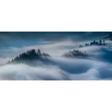 Fog In Mountains At Sunrise Wall Mural