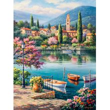 Village Lake Afternoon Wall Mural