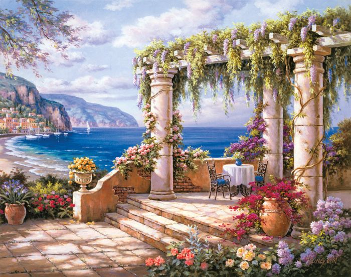 Floral Patio II Mural - Sung Kim - Murals Your Way
