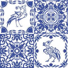 Portuguese Azulejo Tile Bird Motif Wallpaper