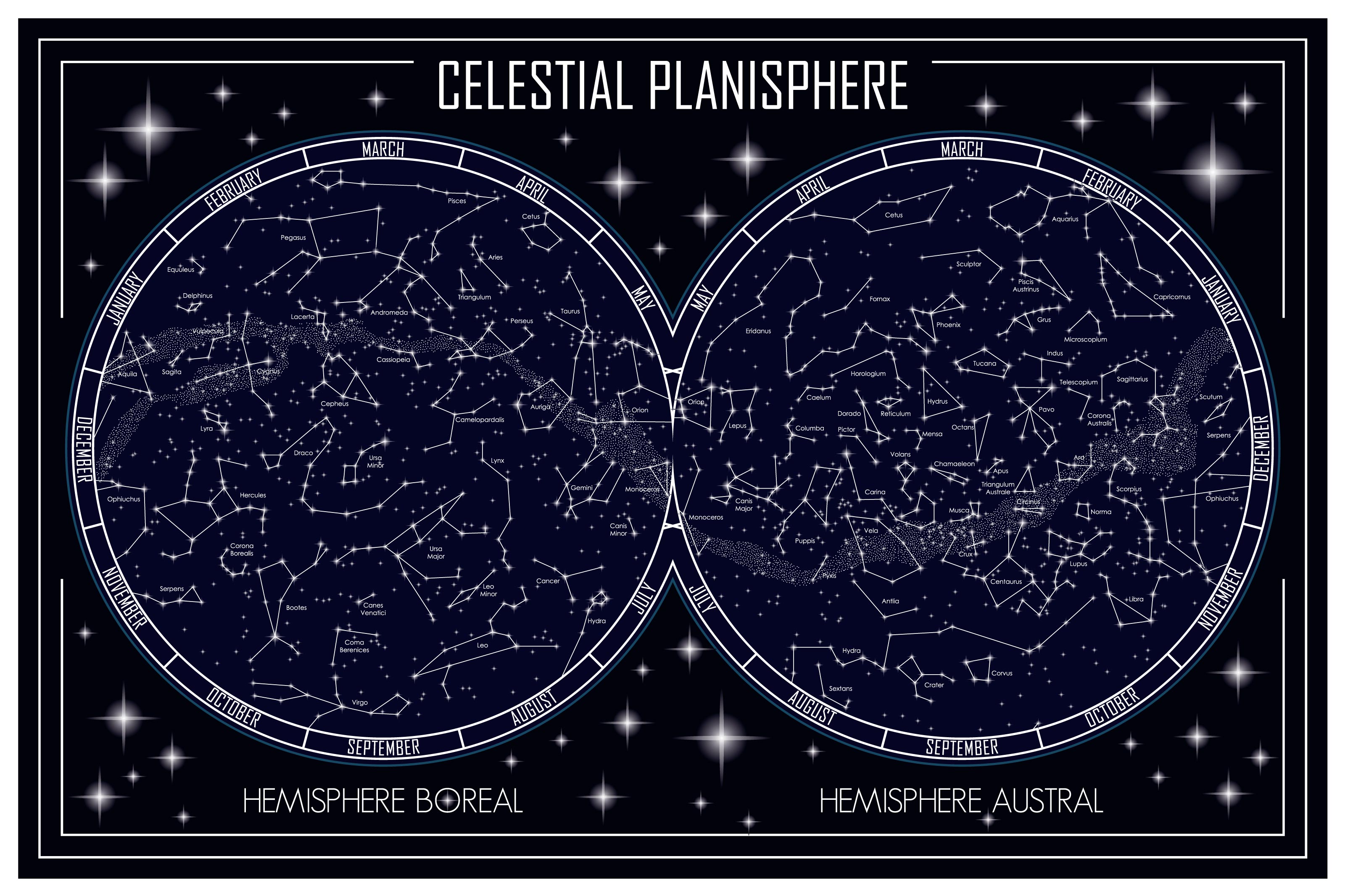 Celestial Planisphere Map Wall Mural