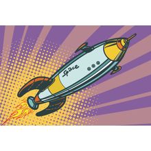 Retro Space Ship Wall Mural