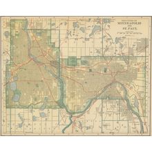 Vintage Minneapolis St. Paul Map Wall Mural
