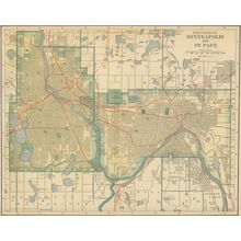 Vintage Minneapolis St. Paul Map Wallpaper Mural