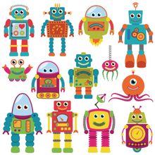 Friendly Robots Pattern Wallpaper