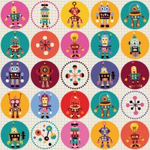 Colorful Robots Pattern Wallpaper