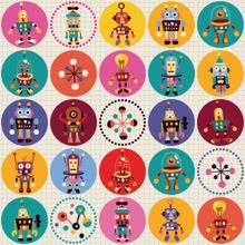 Colorful Robots Pattern Wallpaper