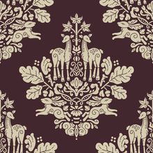 Once Upon a Time Burgundy Damask Wallpaper