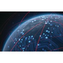 Glowing Data Circuit With Light Trails Wall Mural
