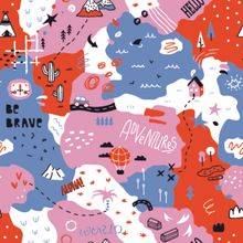 Globe Trotter Kid Map Pattern Mural