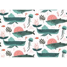 Deep-Sea Symphony Whale Pattern Wallpaper