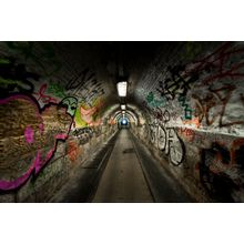 Underground Tunnel With Graffiti Wall Mural