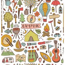 Outdoor Camping Doodle Wallpaper