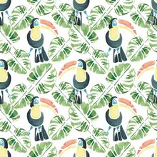 Tropical Toucan And Palms Watercolor Pattern Wallpaper