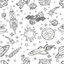Outer Space Doodle Wall Mural