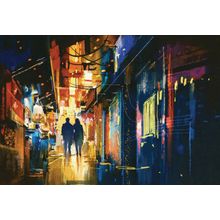 Couple Walking In Alley Wall Mural