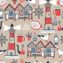 Happy Harbor Nautical Pattern Wallpaper