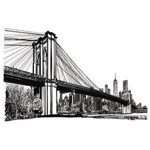 Illustration Of Brooklyn Bridge Wall Mural