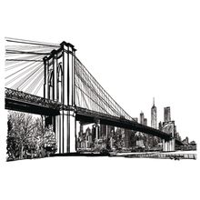 Illustration Of Brooklyn Bridge Mural Wallpaper