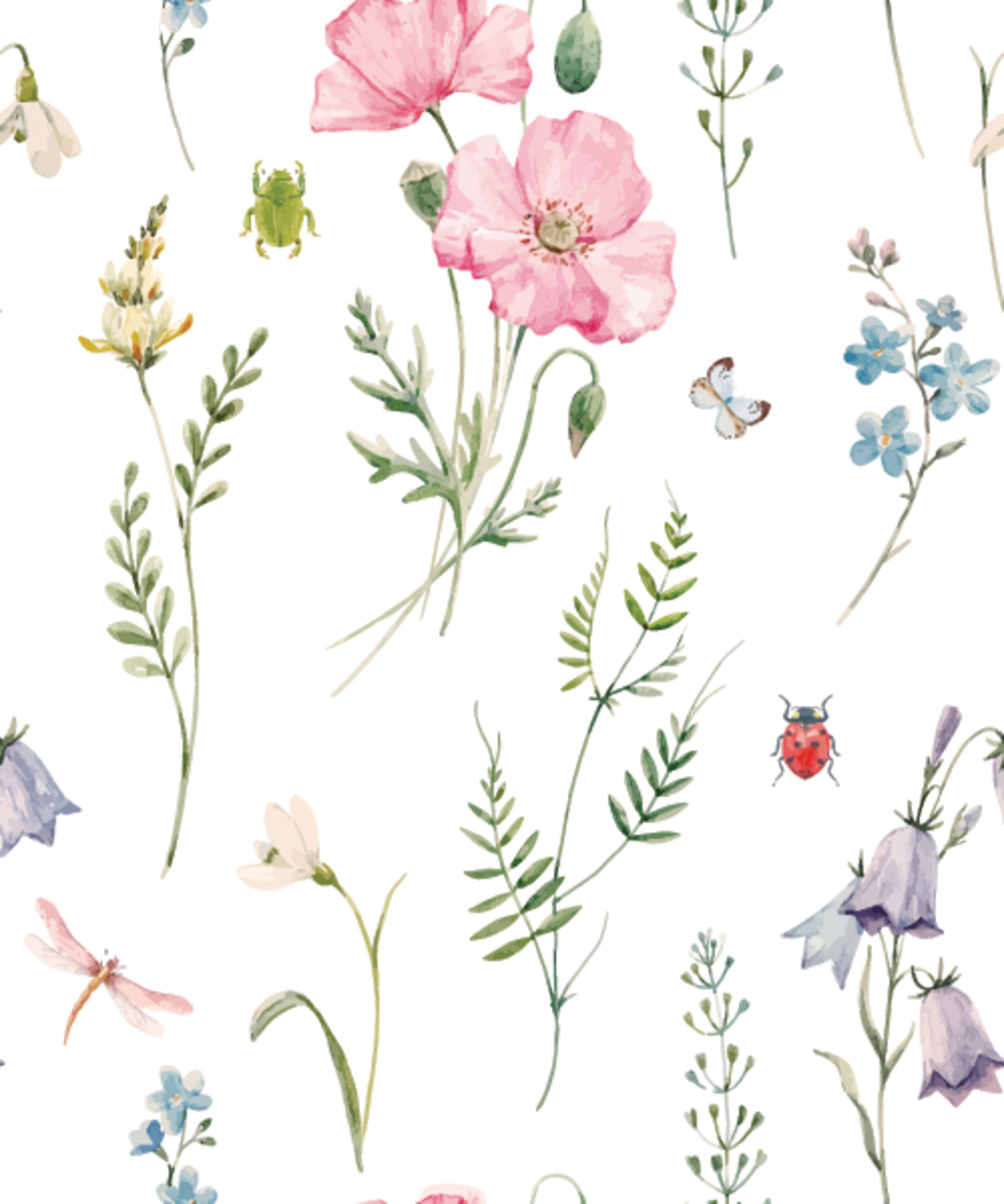 Provincial Poppy Pattern Wallpaper - Murals Your Way