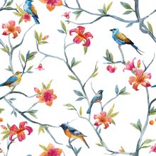 Birds And Branches Pattern Wallpaper