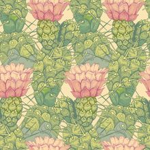 Pink Floral Cacti Pattern Wallpaper