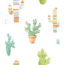 Watercolor Cactus Pattern Wallpaper