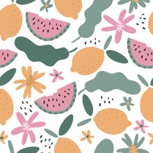 Summertime Fruit Pattern Wallpaper