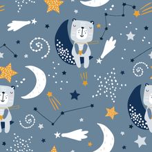 Blue Teddy Bear with Stars Pattern Wallpaper