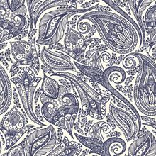 Beautiful Blue Paisley Wallpaper