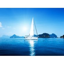 White Ship And Blue Waters Wall Mural