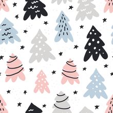 Holiday Tree Pattern Wallpaper Mural