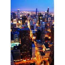 Chicago By Night Wall Mural