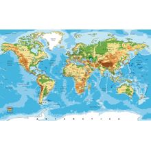 Physical Map Of The World Mural Wallpaper