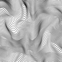 Abstract Black And White Wavy Stripes Wallpaper