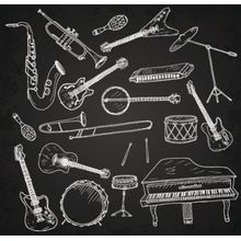 Hand Drawn Instruments Wall Mural