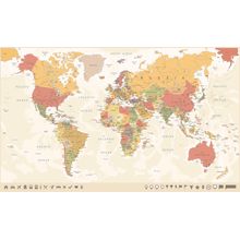 Vintage Map Of The World Wallpaper Mural