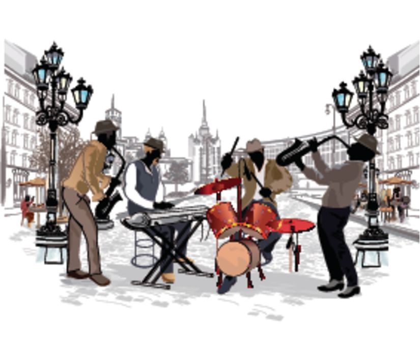 Musicians In The Old City Wall Mural Murals Your Way