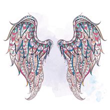 Patterned Wings On Grunge Wall Mural