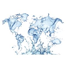 Blue Water Splash World Map Wall Mural