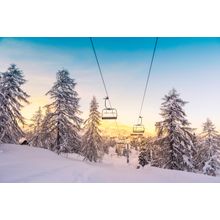 Sunrise Over Winter Ski Lifts Wall Mural