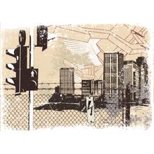 Grunge City Illustration Wall Mural